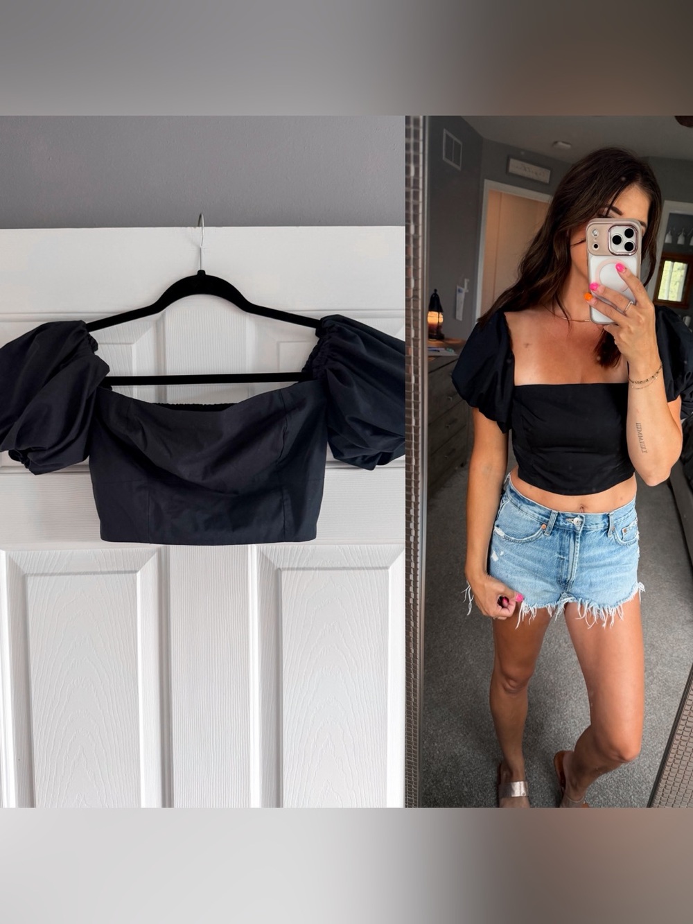 Black Abercrombie Puff Sleeve Top